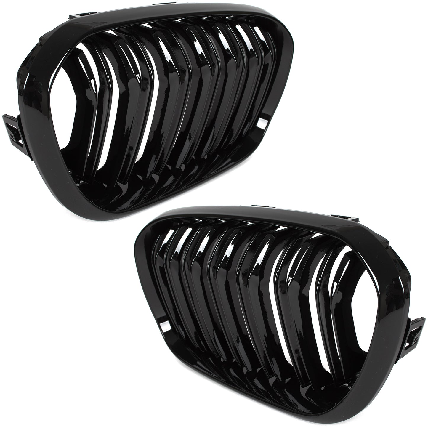 BMW 1 F21 15-18 grilles between headlights (kidneys) left + right set BLACK GLOSSY DOUBLE BAR