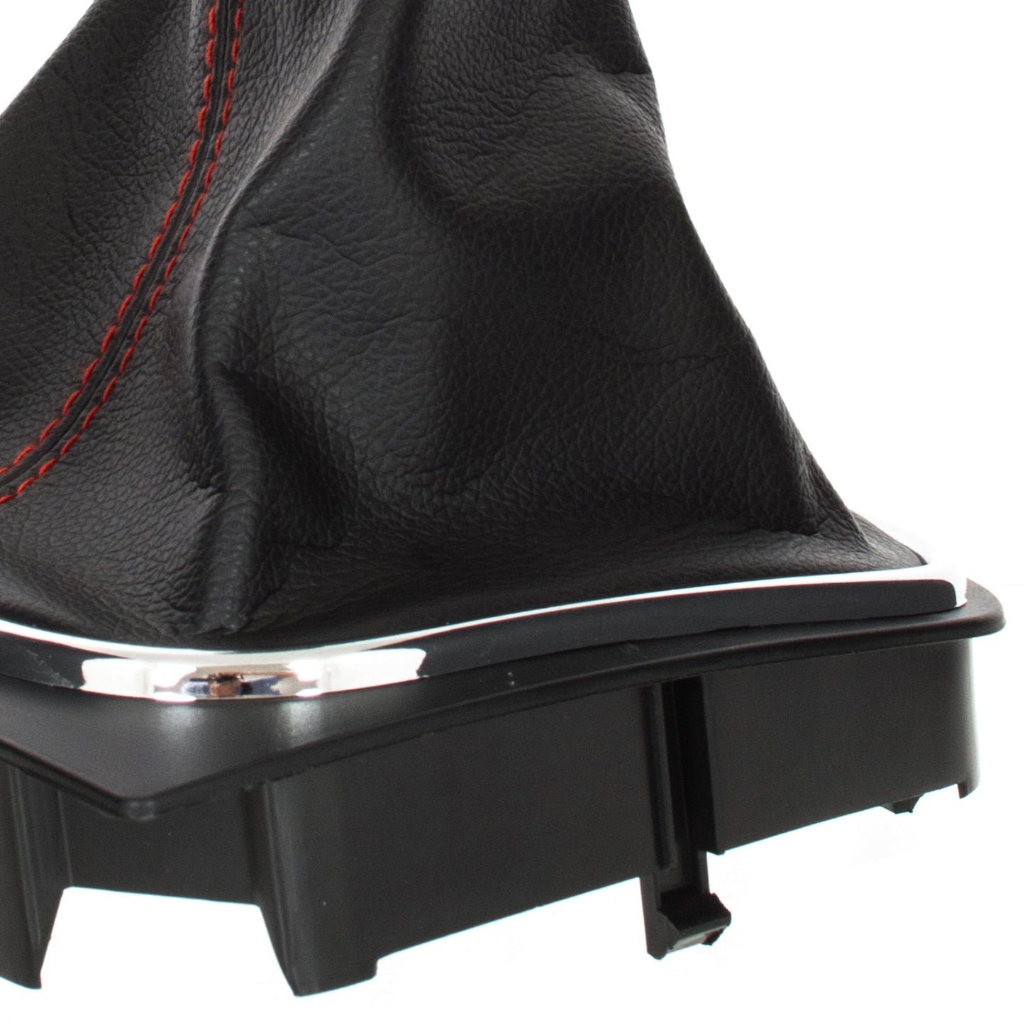 VW Golf V 03-08 gear knob + BLACK gaiter with RED stitching and CHROME frame 5 SPEED
