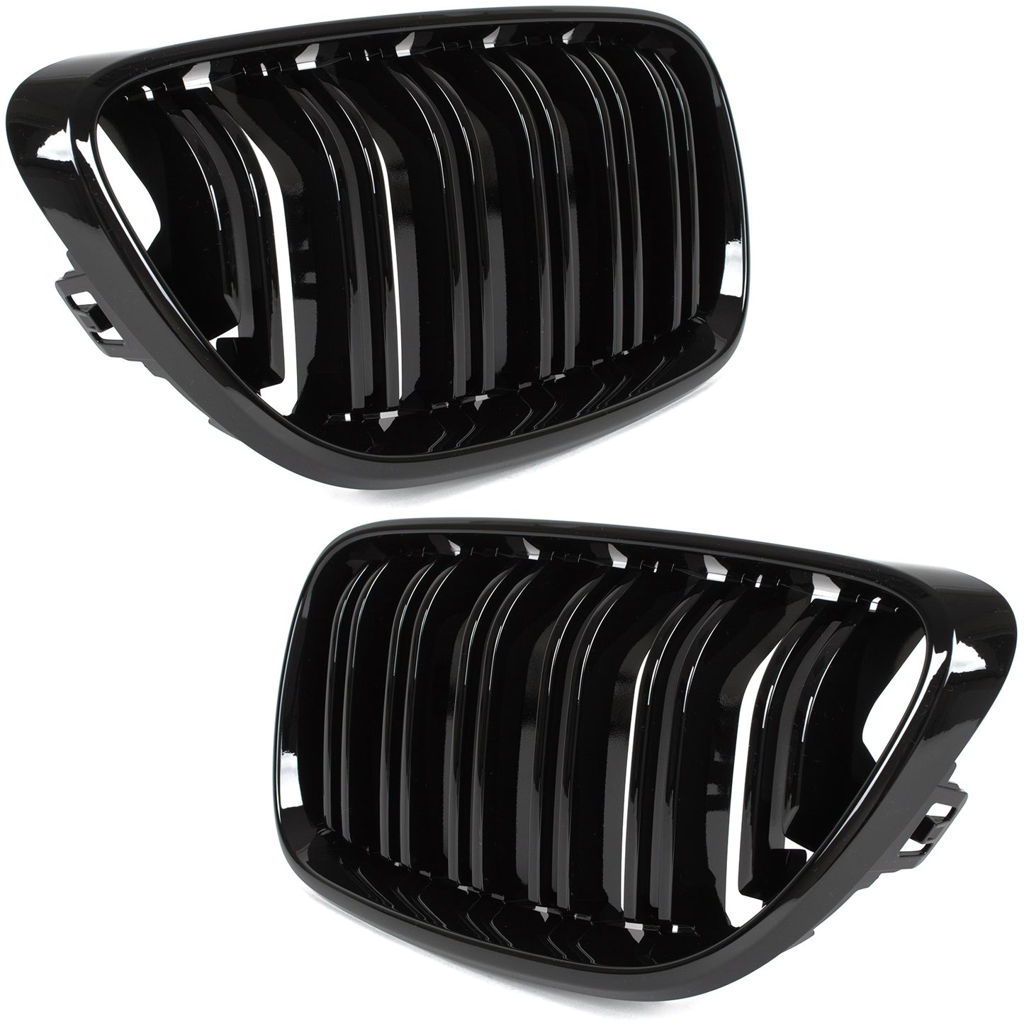 BMW 2 F23 2014- kidney grilles left + right set. BLACK GLOSSY DOUBLE BAR