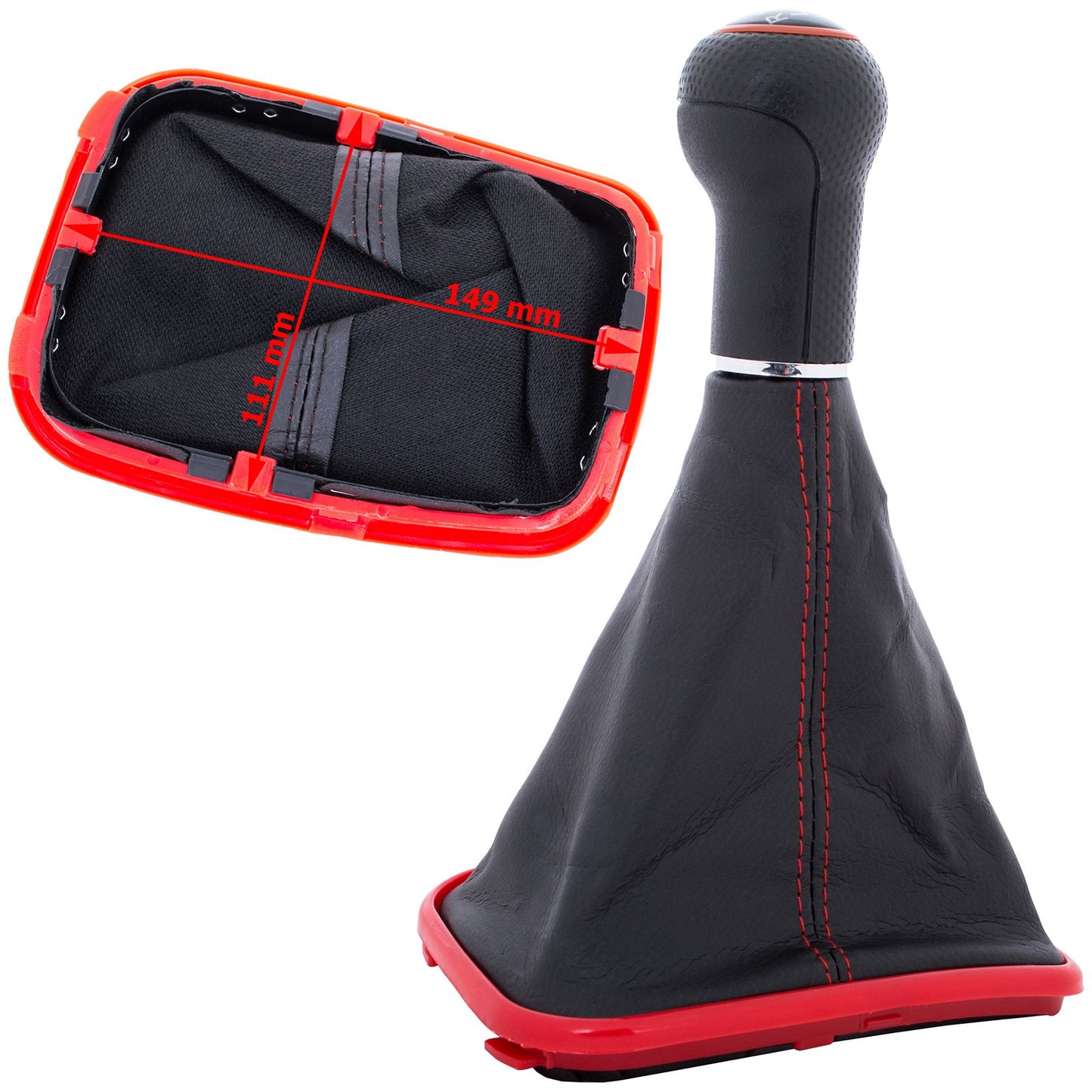 VW Golf IV 97-06 gear knob + GAITER WITH RED FRAME 6 GEARS 23 MM