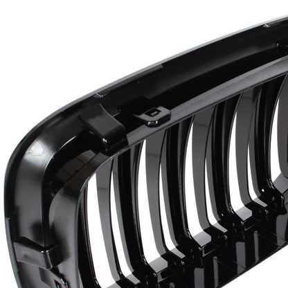 BMW 3 E46 98-01 SEDAN / WAGON dummy grilles (kidneys) left + right set BLACK GLOSSY DOUBLE BAR