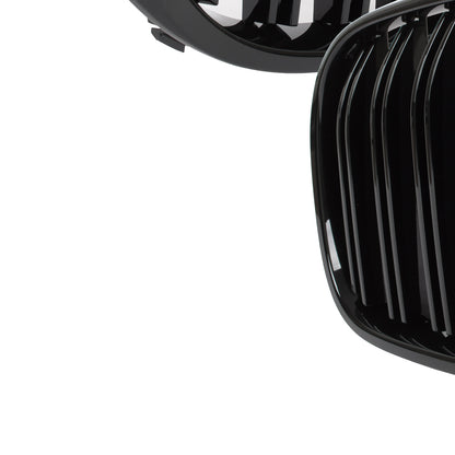 BMW 7 G11 G12 2015- Grilles between headlights (kidneys) left + right set. BLACK GLOSSY DOUBLE BAR