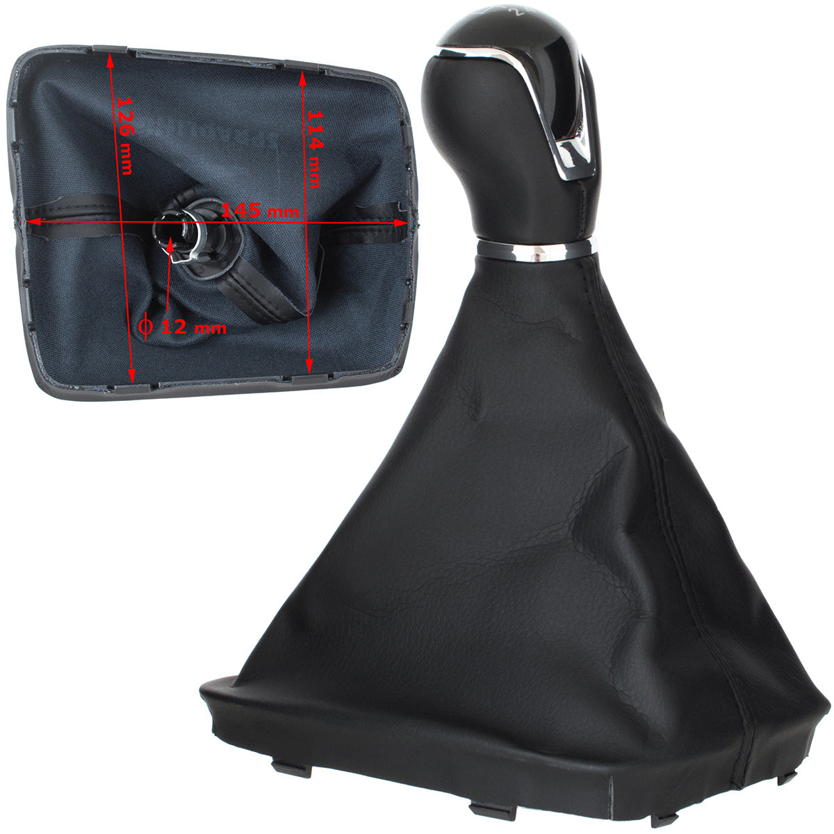 Seat Leon III 12-17 gear knob BLACK ECO-LEATHER + gaiter with frame 6 SPEEDS