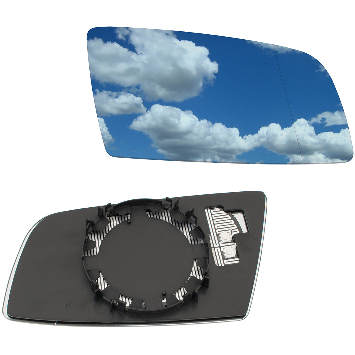 BMW 5 E60 / E61 03-10 mirror insert HEATED BLUE right