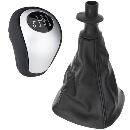 Mercedes Vito / V-Class W447 2014- gear knob BLACK + SILVER + BLACK gaiter with frame WHITE 6-SPEED DIAGRAM