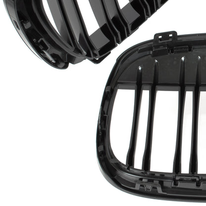 BMW X1 F48 15-19 Grille (Kidneys) Left + Right Set BLACK GLOSSY DOUBLE BAR