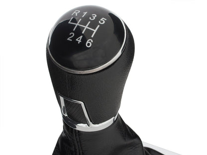 VW Passat B7 10-15 gear knob BLACK + gaiter with CHROME frame 6 SPEED
