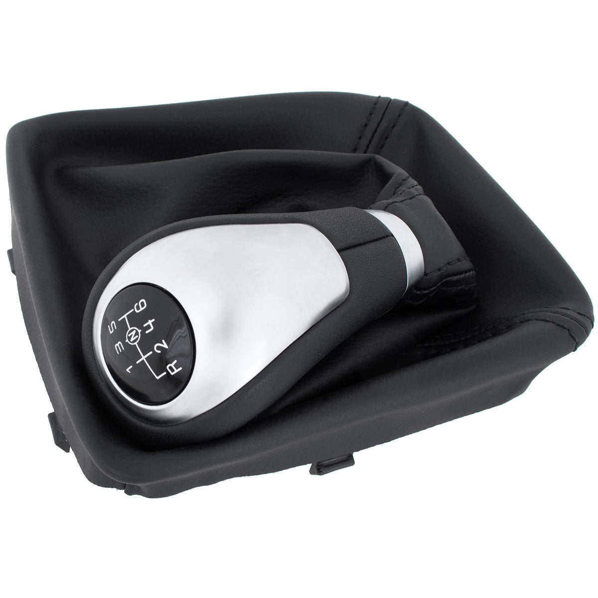 Mercedes W246 B-Class 11-18 gear knob BLACK / SILVER + GAITER with frame 6 SPEEDS