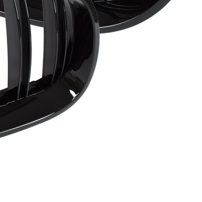 BMW 5 E60 / E61 03-10 grilles between headlights (kidneys) left + right set BLACK GLOSSY DOUBLE BAR