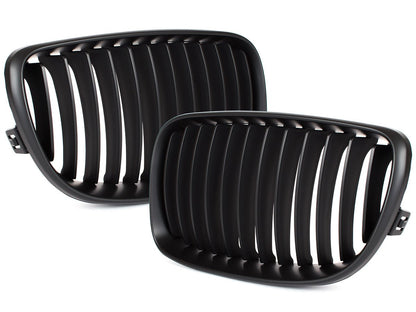 BMW 1 E81 E82 E87 E88 07-11 grilles (kidneys) left + right set BLACK MATTE