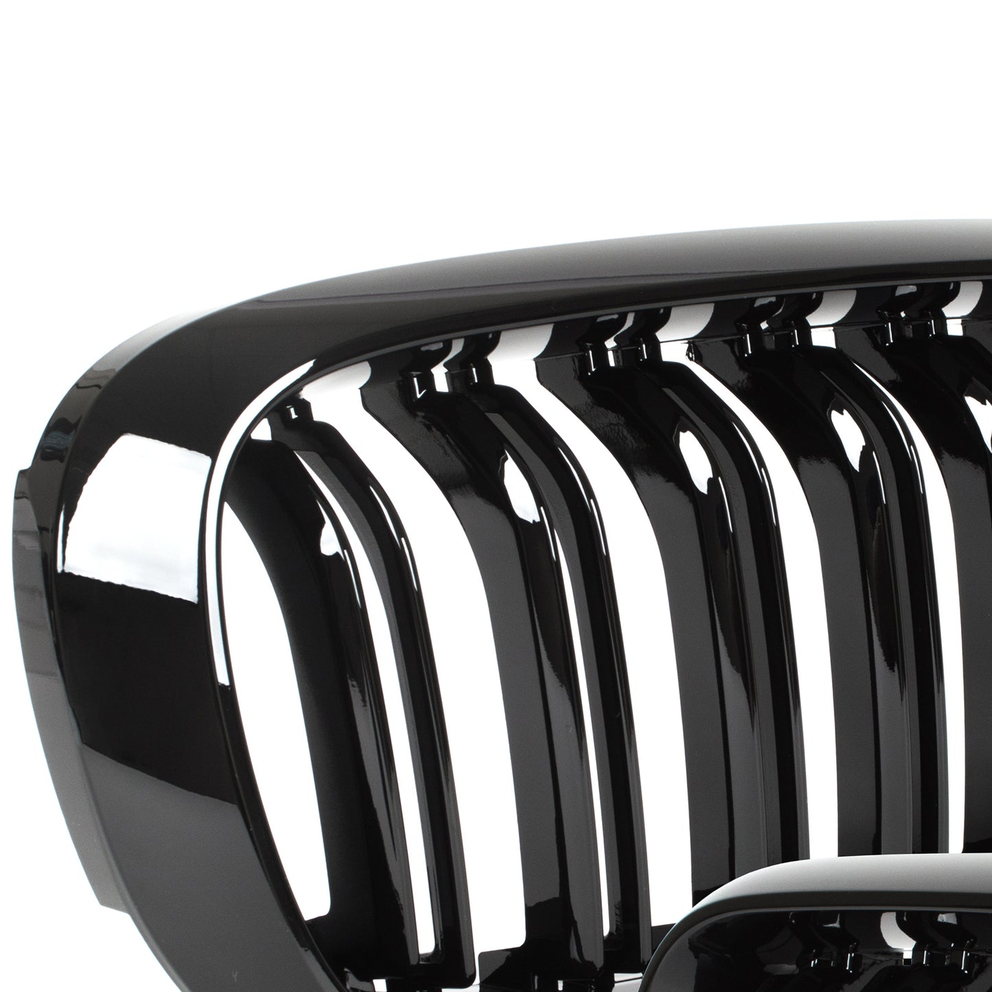 BMW X6 F16 14-19 dummy grilles between headlights (kidneys) left + right set. BLACK GLOSSY DOUBLE BAR
