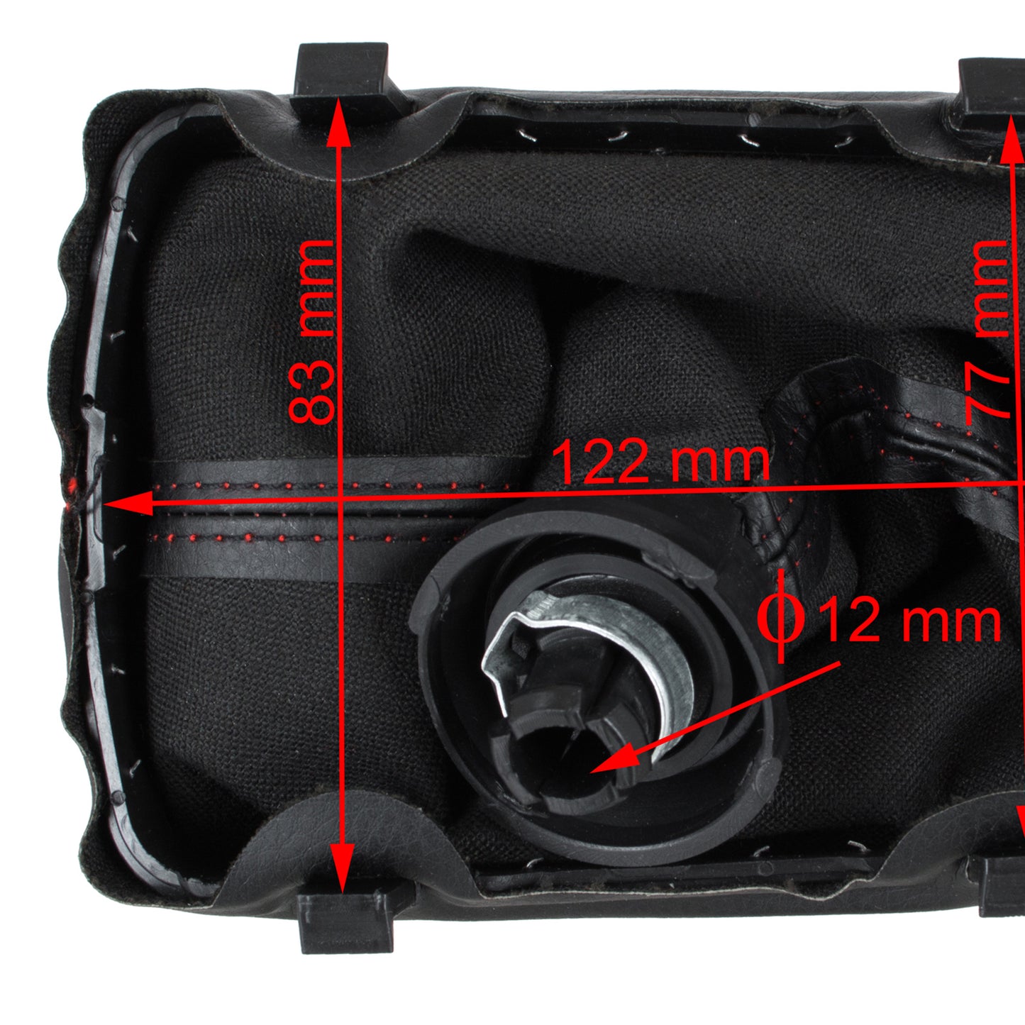 Audi A3 I 8L 96-03 gear knob BLACK + BLACK GAITER with RED STITCHING CHROME RING 5 GEARS REVERSE BOTTOM LEFT
