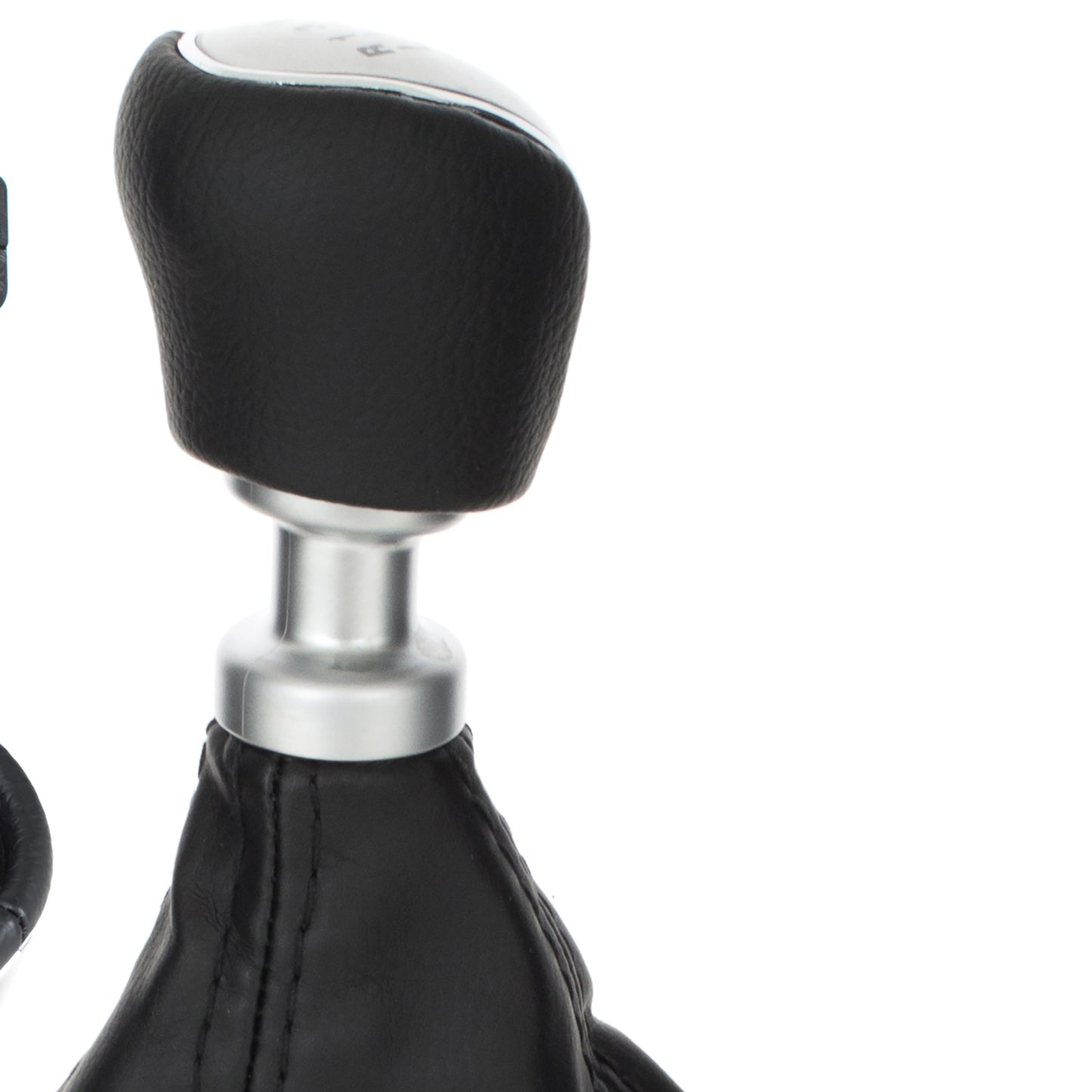 Ford Focus Mk3 11-14 gear knob BLACK ECO-LEATHER + SILVER + gaiter with frame 6 SPEEDS