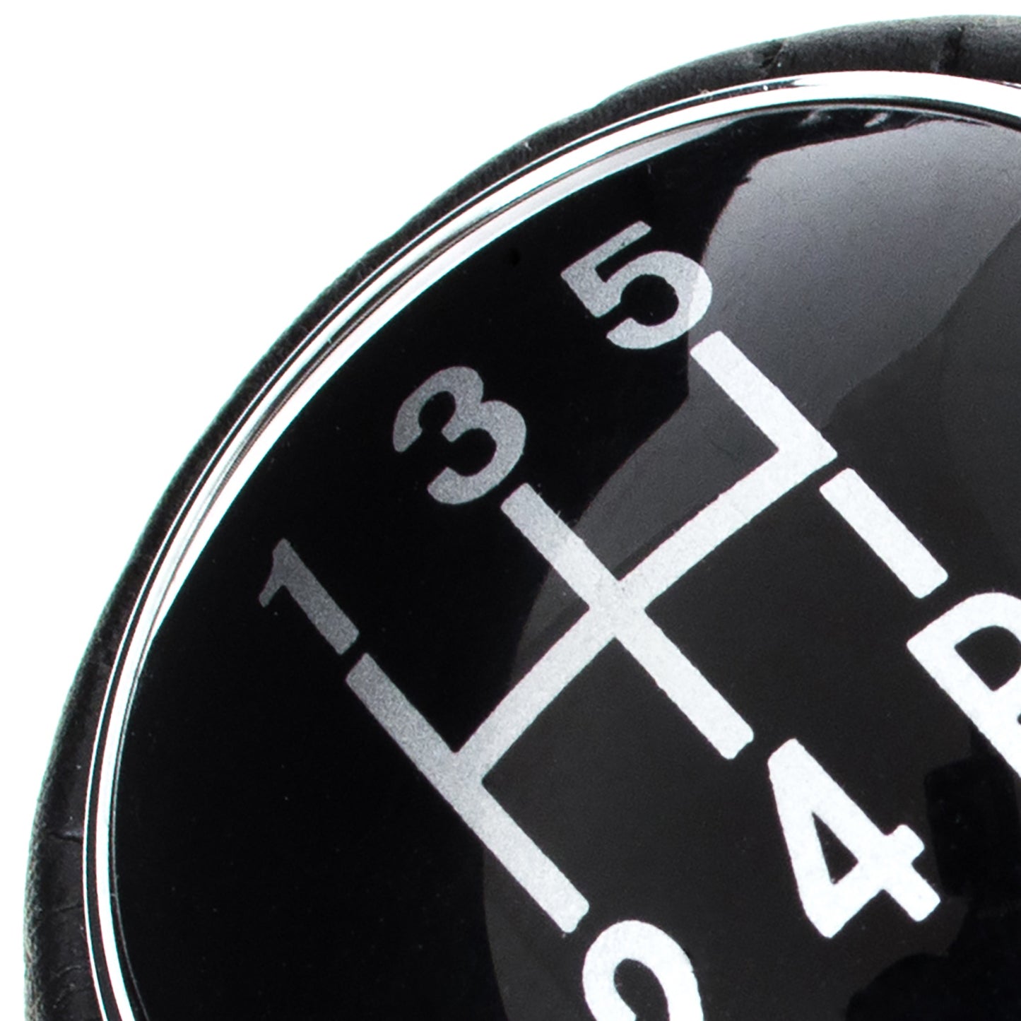 UNIVERSAL gear knob BLACK LEATHER + CHROME 5 GEARS