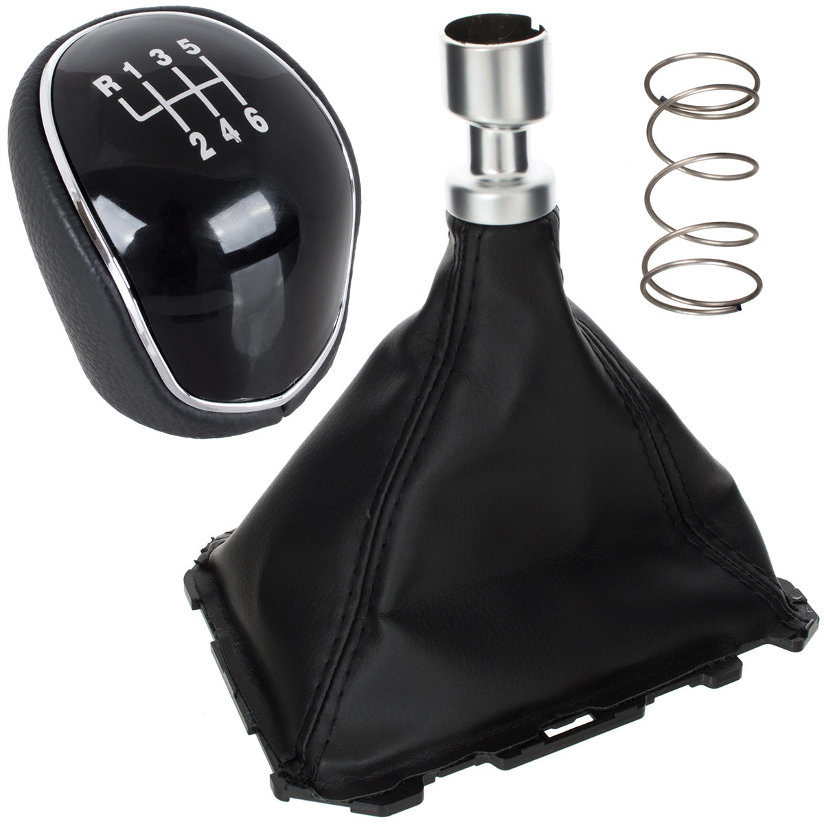 Ford Focus Mk3 FL 14-18 gear knob BLACK ECO-LEATHER + BLACK + gaiter with frame 6 SPEEDS