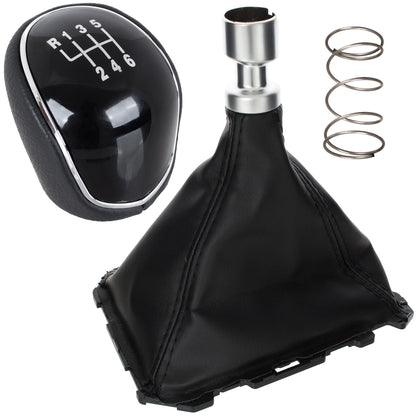 Ford Focus Mk3 FL 14-18 gear knob BLACK ECO-LEATHER + BLACK + gaiter with frame 6 SPEEDS