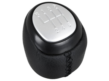 Saab 9-3 03-12 gear knob BLACK ECO-LEATHER + BLACK THREAD + SILVER 6 SPEEDS