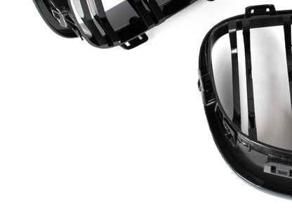 BMW 1 F20 / F21 11-14 3/5D HATCHBACK grilles (kidneys) left + right set BLACK GLOSSY DOUBLE BAR