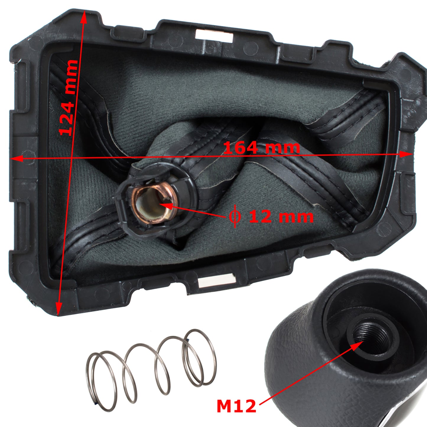 Ford Focus Mk3 FL 14-18 gear knob BLACK ECO-LEATHER + BLACK + gaiter with frame 6 SPEEDS