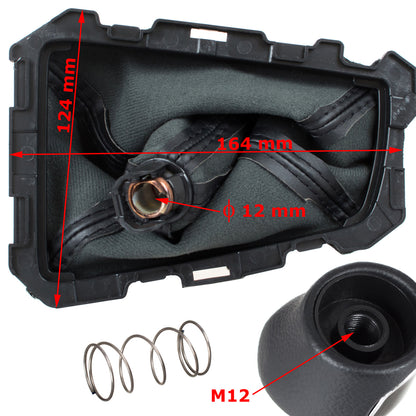 Ford Focus Mk3 FL 14-18 gear knob BLACK ECO-LEATHER + BLACK + gaiter with frame 6 SPEEDS