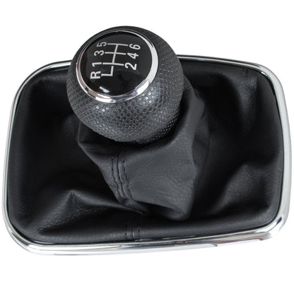 VW Golf IV 97-03 gear knob BLACK + gaiter with chrome frame 6 GEARS 23MM HOLE