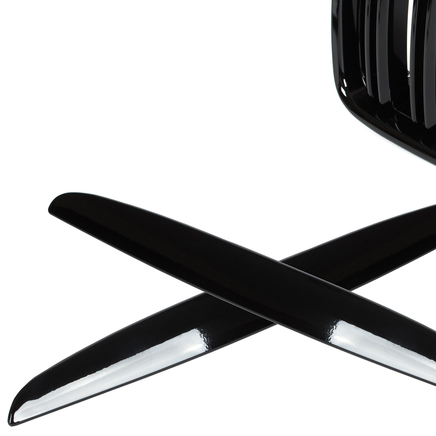BMW 3 E90 / E91 04-09 SEDAN / WAGON grilles between headlights (kidneys) left + right set. BLACK GLOSSY DOUBLE BAR CURVED RIBS