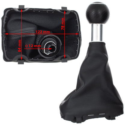 Audi A3 I 8L 96-03 BLACK Gear knob + BLACK gaiter + CHROME ring 5 GEARS REVERSE DOWN