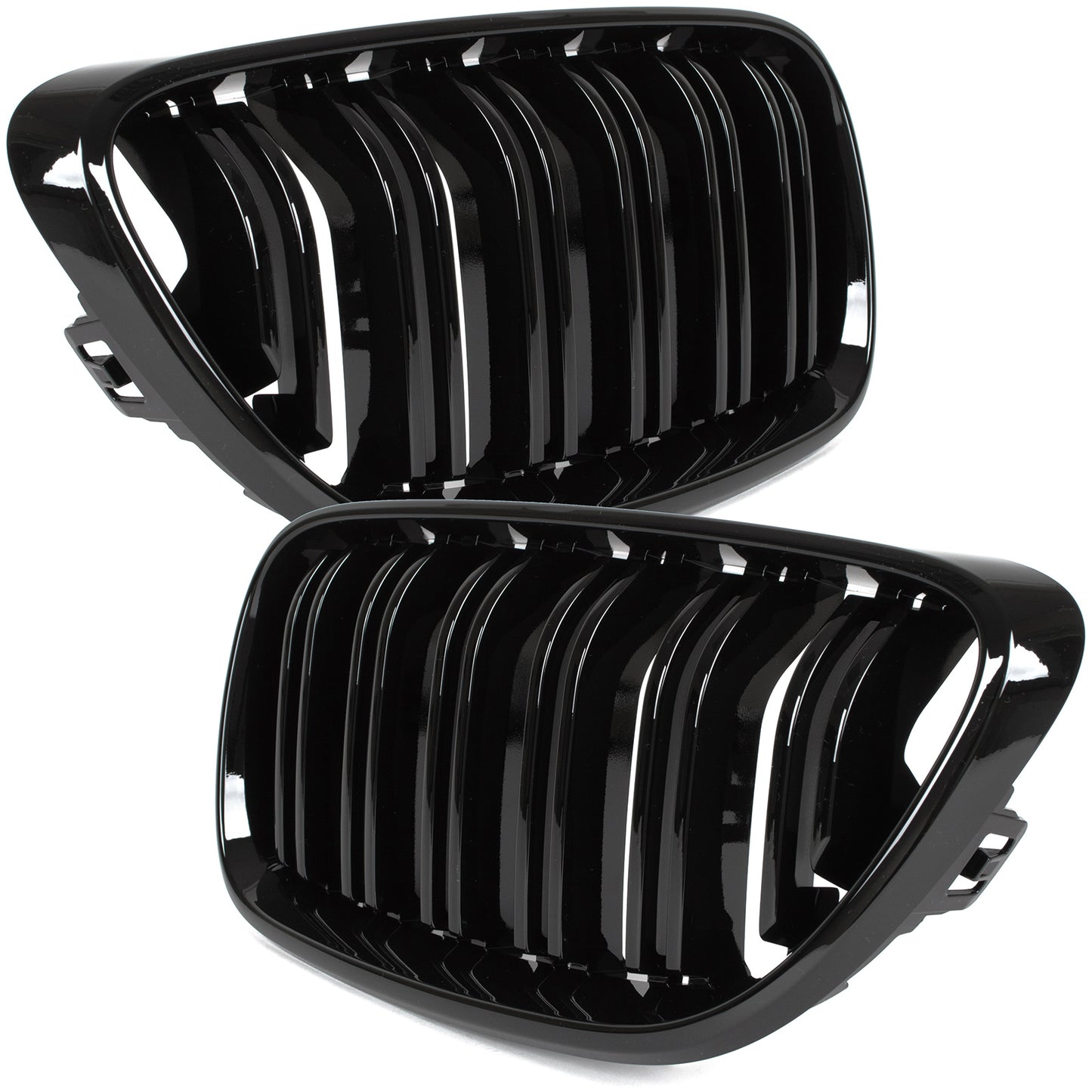 BMW 2 F23 2014- kidney grilles left + right set. BLACK GLOSSY DOUBLE BAR