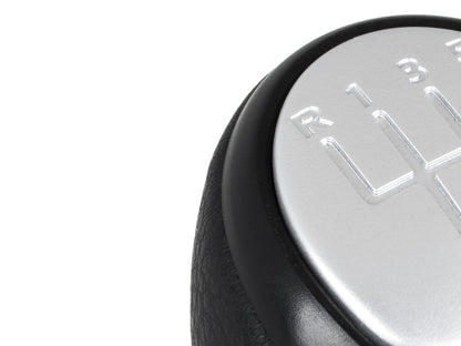 Saab 9-3 03-12 gear knob BLACK ECO-LEATHER + BLACK THREAD + SILVER 6 SPEEDS