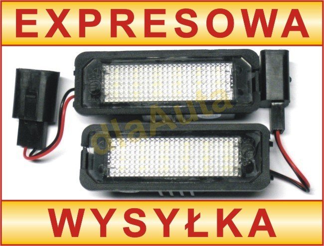 VW Golf IV V VI VII Passat B6 B7 Polo Lupo Eos New Beetle CC Scirocco Amarok lampki podświetlenia tablicy rejestracyjnej LED 2 szt. kpl.