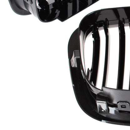BMW 3 E46 98-01 SEDAN / WAGON dummy grilles (kidneys) left + right set BLACK GLOSSY DOUBLE BAR