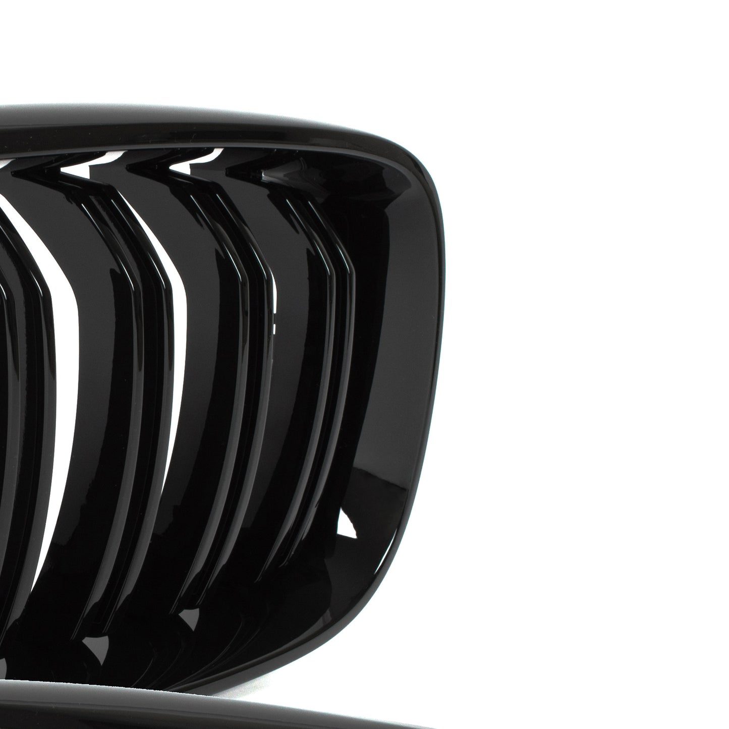 BMW 3 F34 GT 13-20 grilles between headlights (kidney grilles) left + right set. BLACK GLOSSY DOUBLE BAR