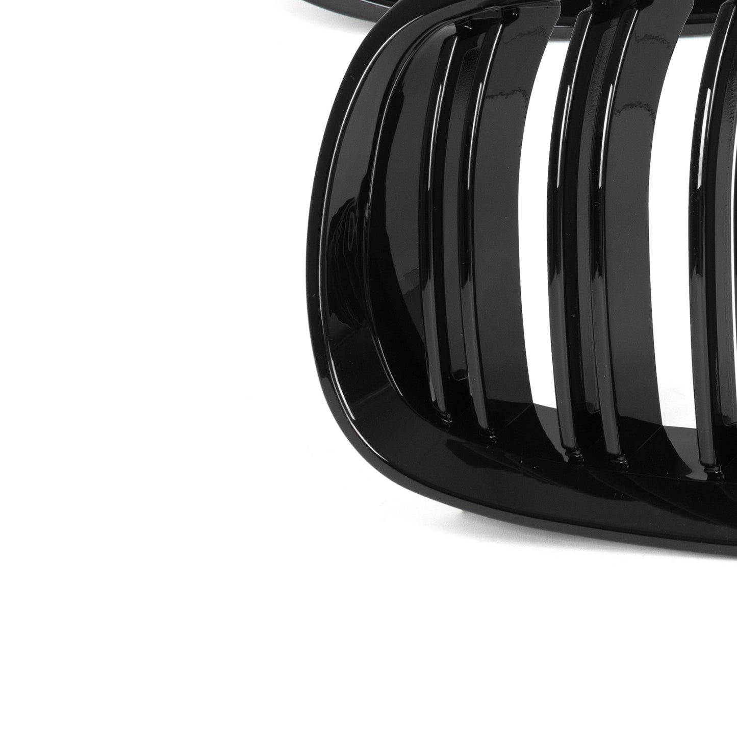 BMW 3 E92 E93 06-10 dummy grilles between headlights (kidneys) left + right set. BLACK GLOSSY DOUBLE BAR