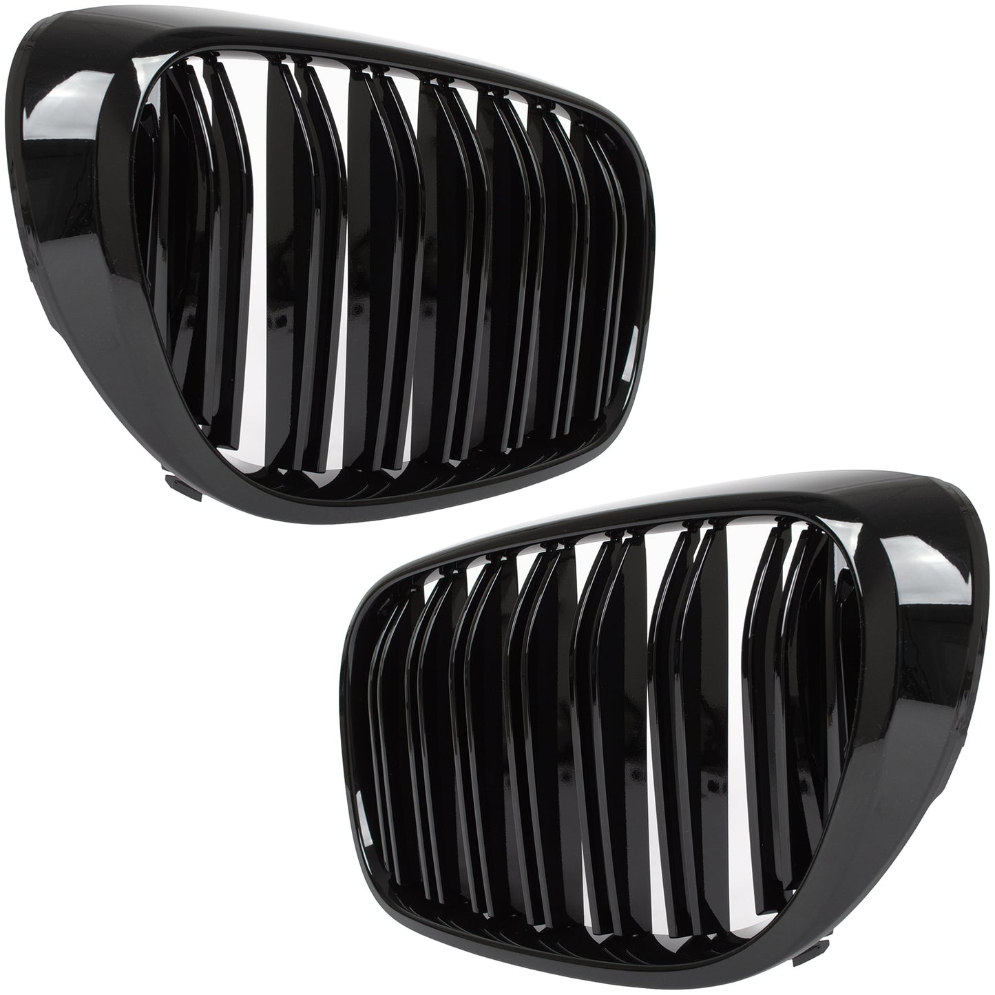 BMW 7 G11 G12 2015- Grilles between headlights (kidneys) left + right set. BLACK GLOSSY DOUBLE BAR