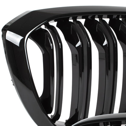BMW X3 G01 2017 - grilles between headlights (kidneys) left + right set BLACK GLOSSY DOUBLE BAR