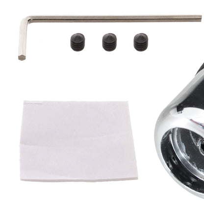 UNIVERSAL gear knob BLACK LEATHER + CHROME + RED THREAD + 5 and 6 SPEED EMBLEMS SET