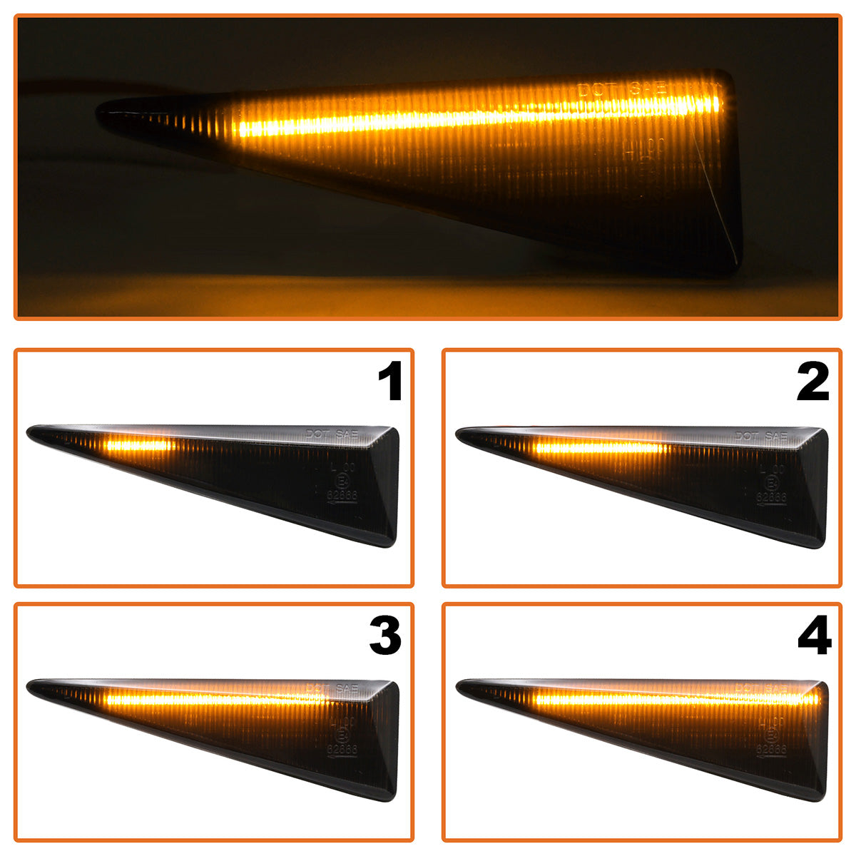 Renault Espace IV Grand Scenic II Megane II Scenic II Vel Satis LED Dynamic Smoked Side Indicators 2 pcs Set
