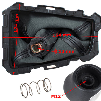 Ford Focus Mk3 11-14 gear knob BLACK ECO-LEATHER + SILVER + gaiter with frame 6 SPEEDS