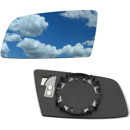 BMW 5 E60 / E61 03-10 mirror insert HEATED BLUE left