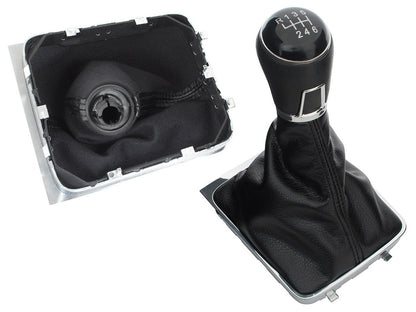 VW Passat B7 10-15 gear knob BLACK + gaiter with CHROME frame 6 SPEED