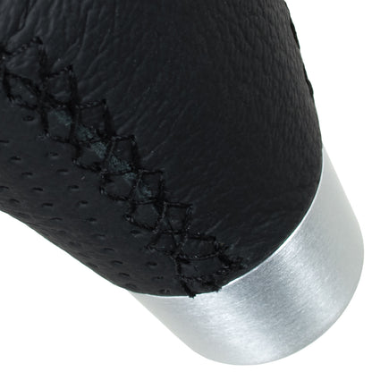 UNIVERSAL gear knob TUNING BLACK LEATHER + SILVER 5 SPEED