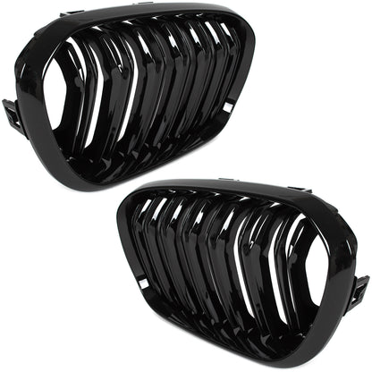 BMW 1 F21 15-18 grilles between headlights (kidneys) left + right set BLACK GLOSSY DOUBLE BAR