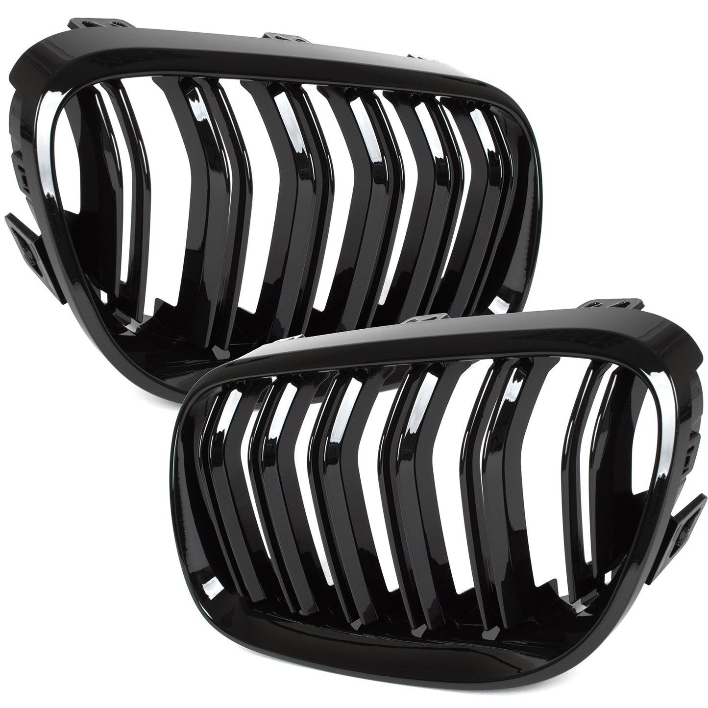 BMW 3 E92 E93 10-13 dummy grilles (kidneys) left + right set BLACK GLOSSY DOUBLE BAR