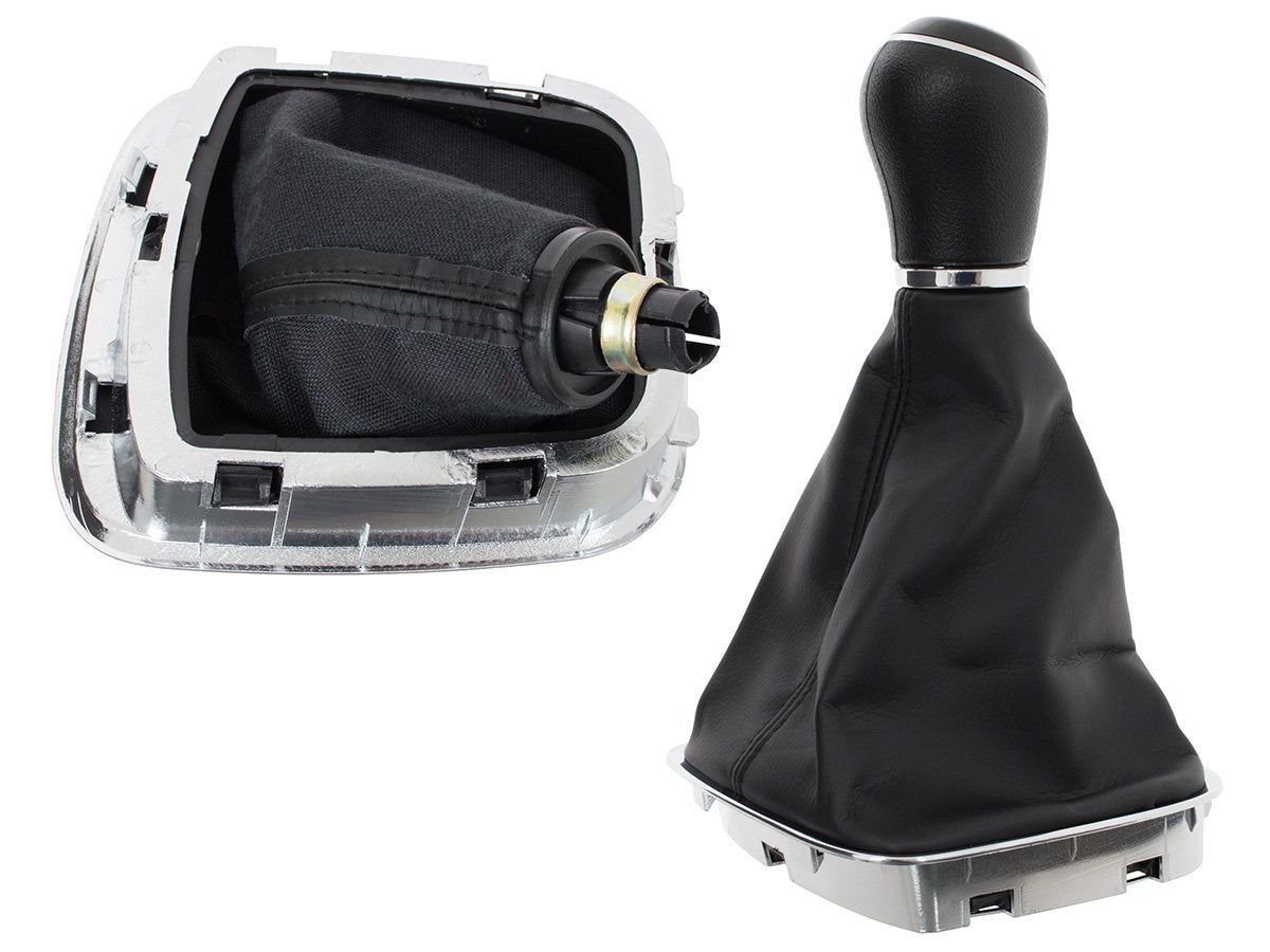 VW Polo V 6R 2009- Black Gear Knob + Chrome Frame Gaiter 5 SPEED