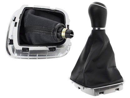 VW Polo V 6R 2009- Black Gear Knob + Chrome Frame Gaiter 5 SPEED