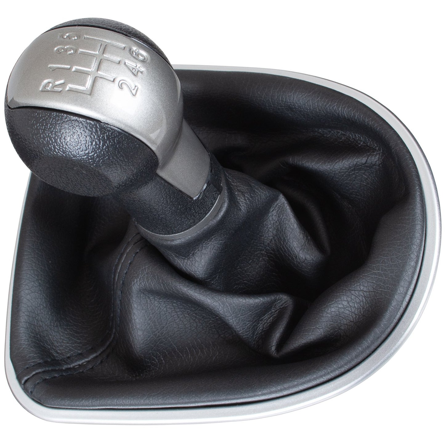Seat Leon II 2005- BLACK-BEIGE gear knob + gaiter with CHROME frame 6 SPEEDS