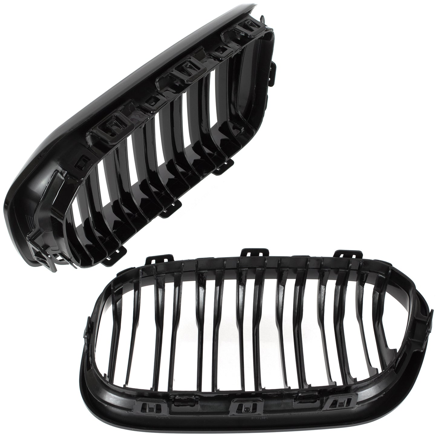 BMW 1 F21 15-18 grilles between headlights (kidneys) left + right set BLACK GLOSSY DOUBLE BAR
