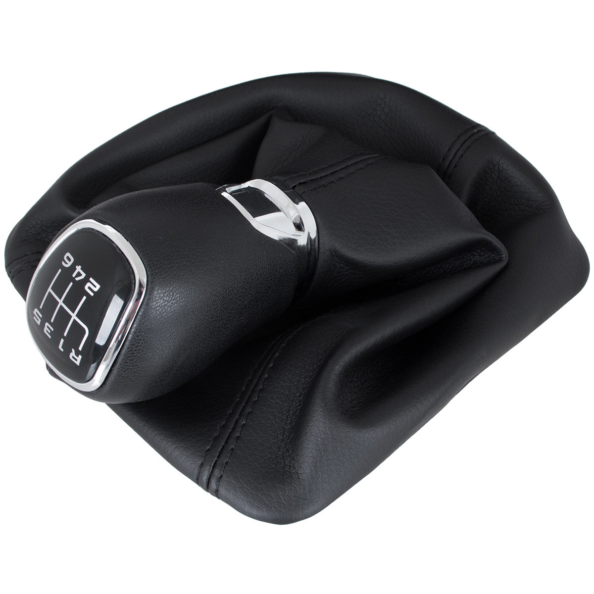 Skoda Octavia II 07-14 gear knob + gaiter with frame ECO-LEATHER 6 SPEED