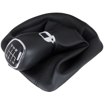 Skoda Octavia II 07-14 gear knob + gaiter with frame ECO-LEATHER 6 SPEED