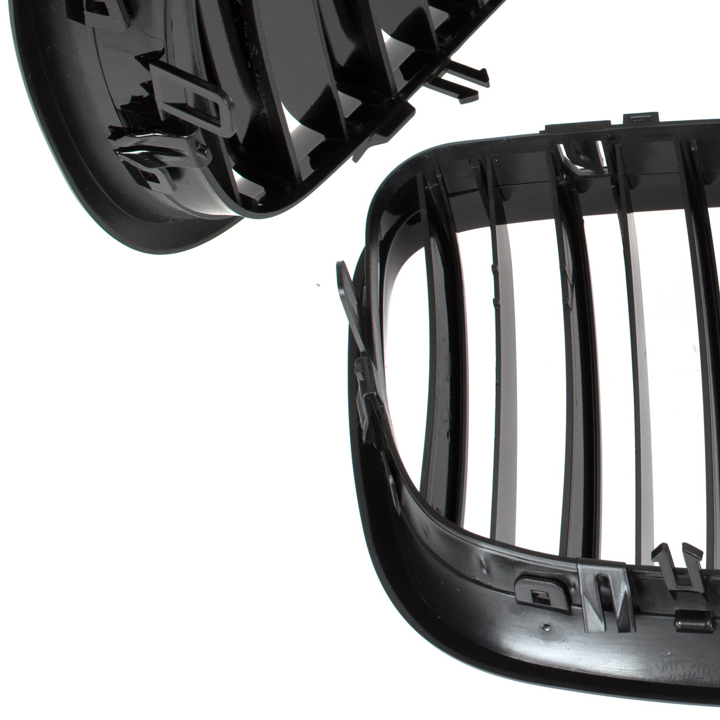 BMW X6 E71 07-14 grilles between headlights (kidneys) left + right set BLACK GLOSSY DOUBLE BAR
